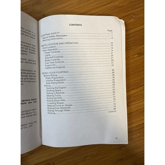 Honda Owner's Manuel 97 TRX400FW FOURTRAX FOREMAN 400 - Picture 4 of 4